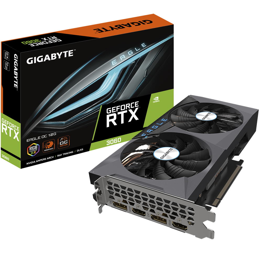 Gigabyte GeForce RTX 3060 Eagle OC 12GB GDDR6 2X Fan Graphics Card Gigabyte GeForce RTX 3060 Eagle OC 12GB GDDR6 2X Fan Graphics Card