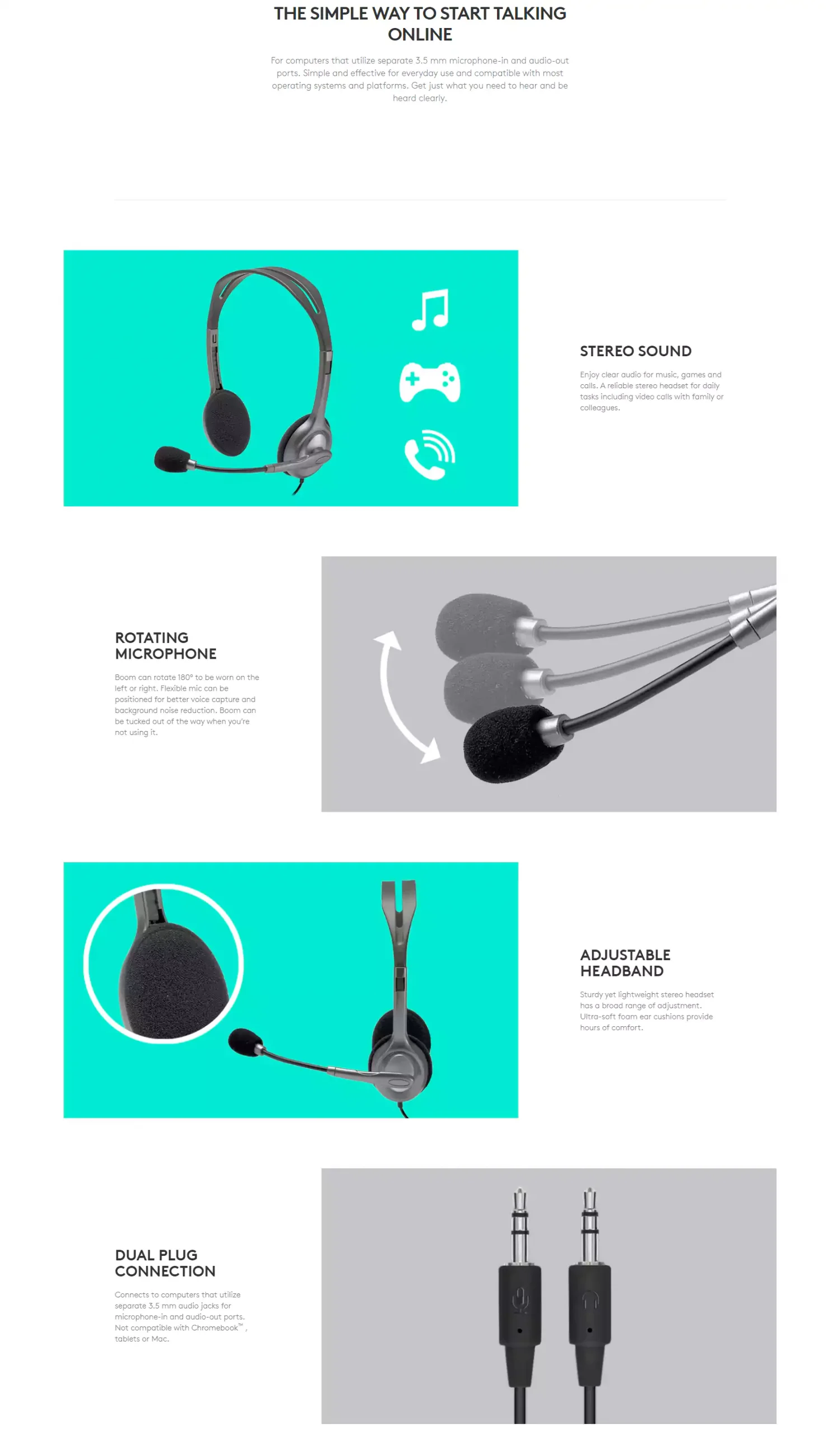 Logitech H110 Dual Plug Stereo Headset 1 Logitech H110 Dual Plug Stereo Headset