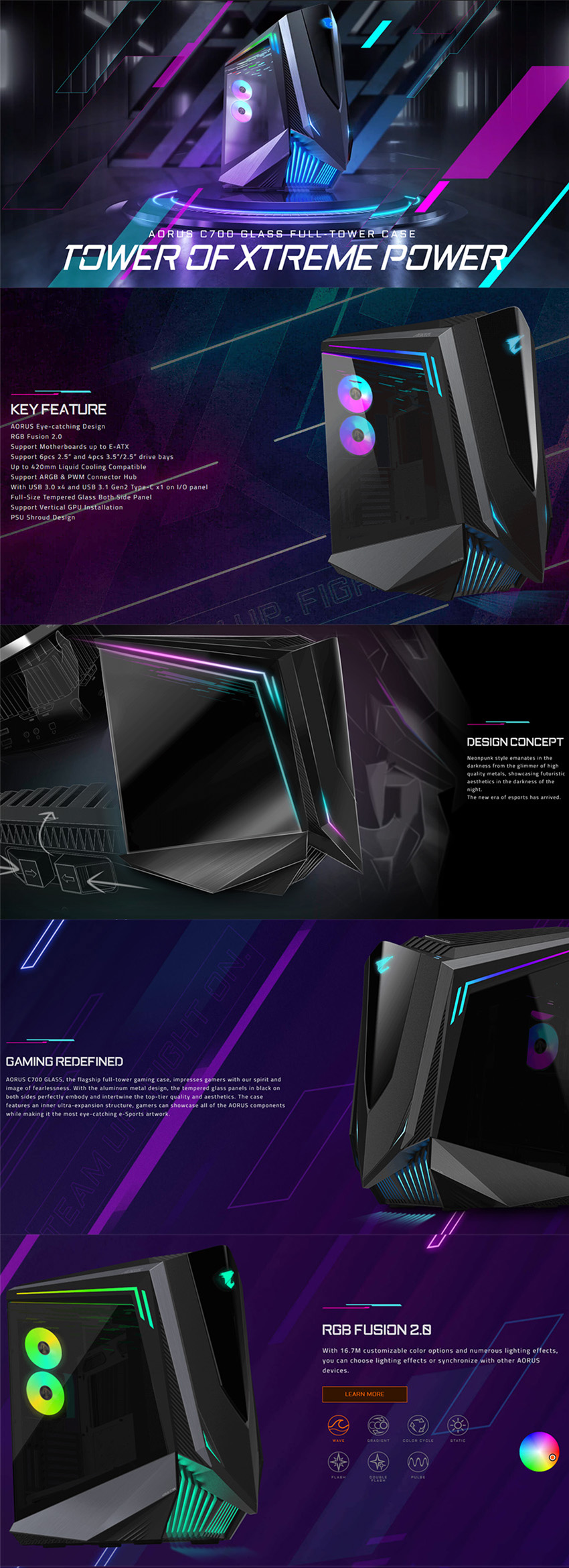 AORUS C700 GLASS Full Tower Gaming Casing 1 c700